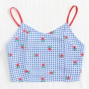 Gingham floral crop cami